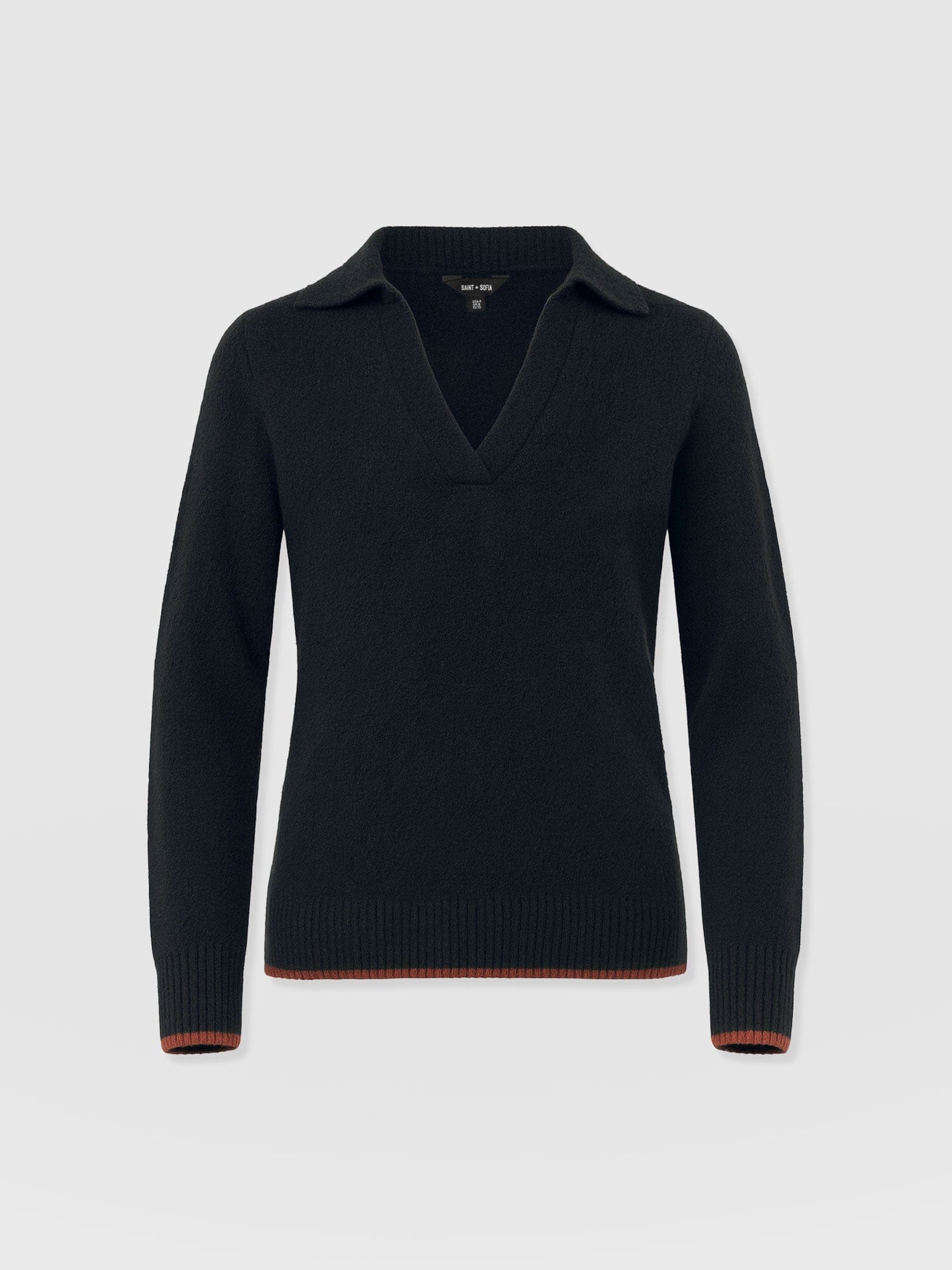 Delphi Polo Knit - Black - Women's T-shirts | Saint + Sofia® USA